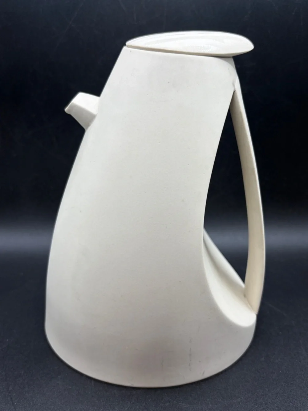 Vintage French Curve Goyer Bonneau Style Artisan Handmade Pottery Lidded Teapot